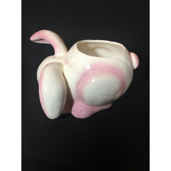 Vintage Ceramic White & Pink Bunny Planter. Hobby Piece. 7 X 3.75” - Picture 3 of 6